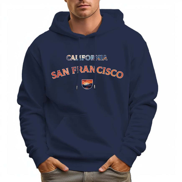 Men's 100% Cotton Colorful SAN FRANCISCO Hoodie 330g Thick Pocket Hood - AIGC-DTG