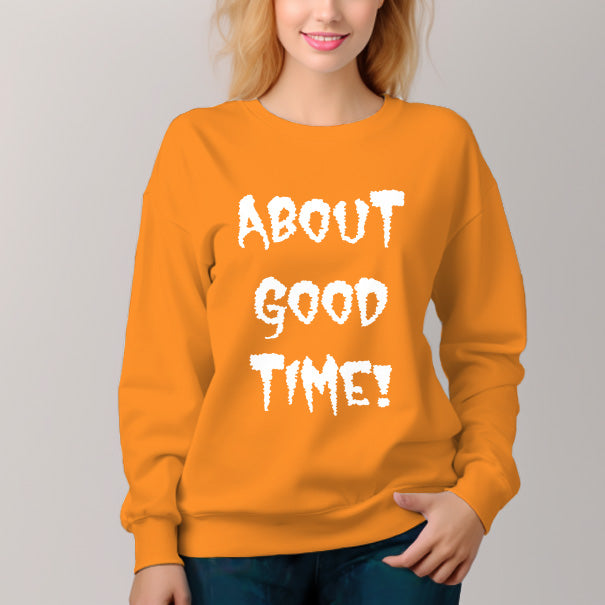 Women's About Good Time Pattern Crew Neck Pullover Cozy Clothes Autumn Winter - AIGC-DTG
