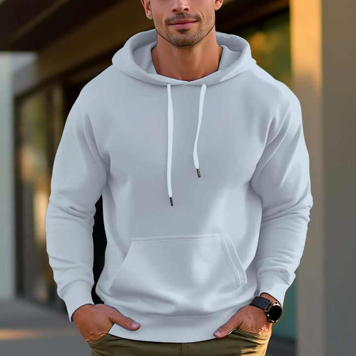 Men's Heavyweight Long Sleeve Sweatshirt Hoodie 100% Cotton With Pockets - AIGC-DTG