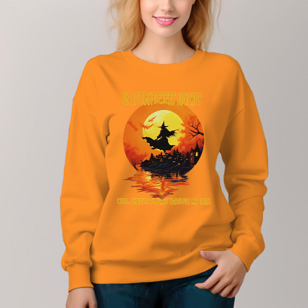 Women's Halloween Pattern Crew Neck Pullover Cozy Clothes Autumn Winter - AIGC-DTG