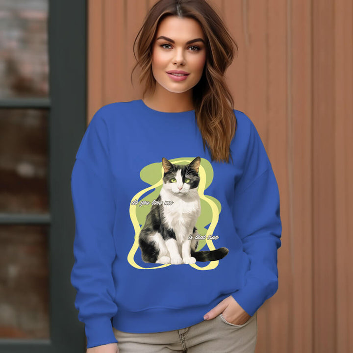 Women's Pet Cat Pattern Pattern Crew Neck Pullover Cozy Clothes - AIGC-DTG
