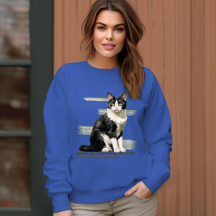 Women's Green Eyes Cat Pattern Pattern Crew Neck Pullover Cozy Clothes - AIGC-DTG
