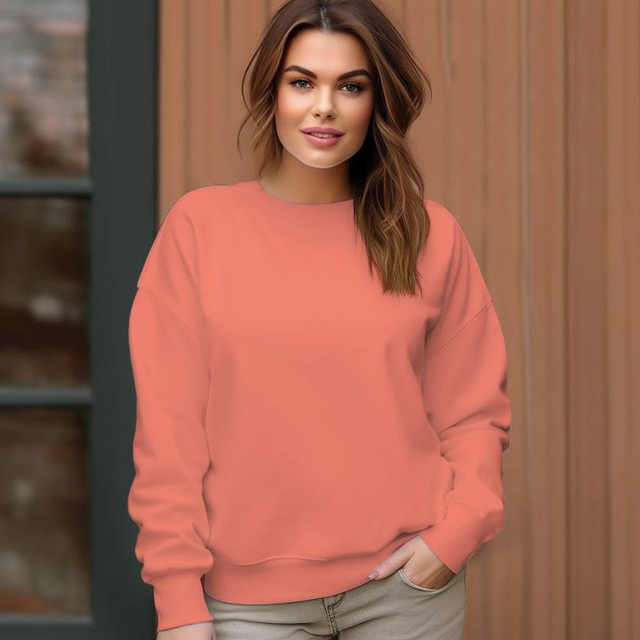 Women's 300g Crewneck Solid Pullover Sweatshirt -16 Colors - AIGC-DTG