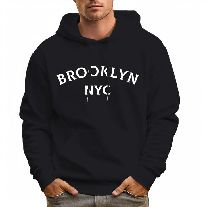 Men's 100% Cotton Brooklyn Nyc Graphic Hoodie 330g Heavy Pocket Hood - AIGC-DTG