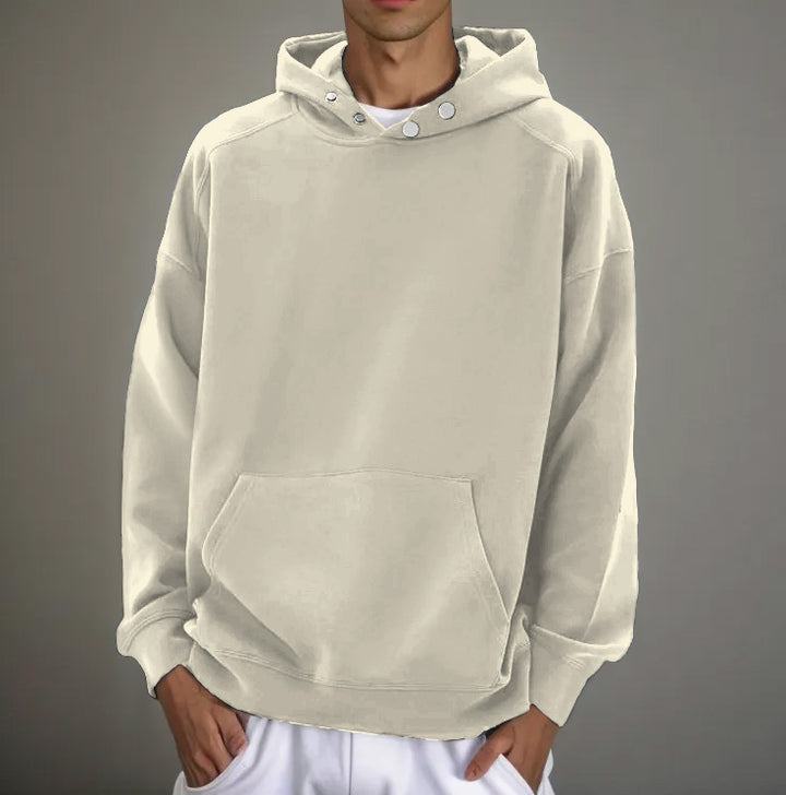 Men's Pullover Hoodie Loose-fitting Super Soft Pocket Button Collar - AIGC-DTG