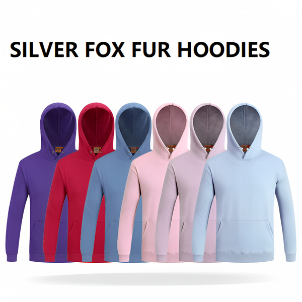 Women's Silver Fox Fur Hooded Sweatshirt Warm Fleece Hoodie-12 Colors - AIGC-DTG