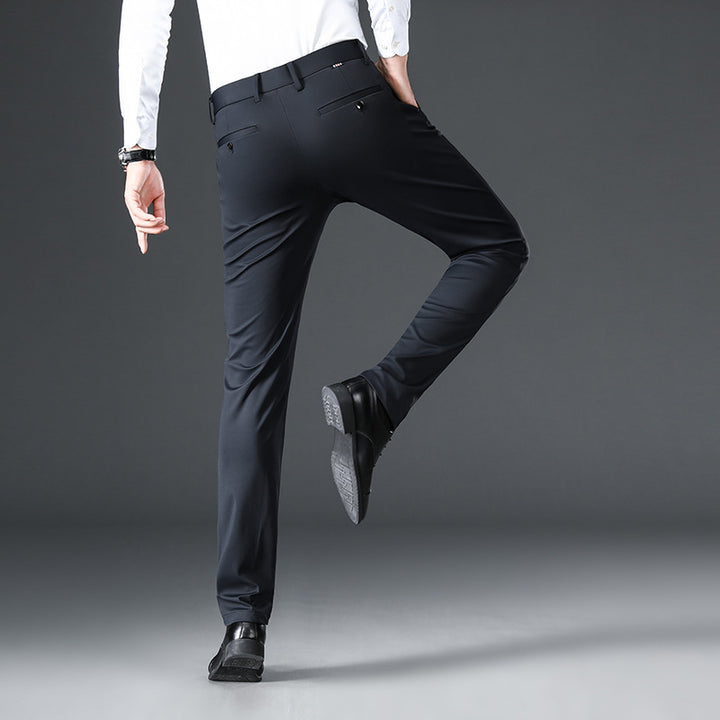 High-Elasticity Milk Silk Straight-Leg Pants for Men - Casual and Business Wear - AIGC-DTG