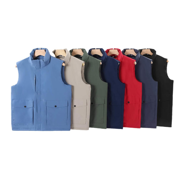 Men's Autumn/Winter Thickened Warm Solid Color Down Cotton Vest - AIGC-DTG