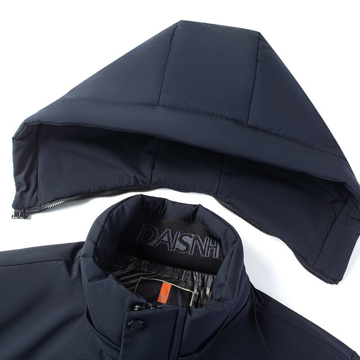 Men's Classic Casual Cotton and Fleece Jacket - Removable Hood - AIGC-DTG