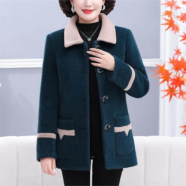 Women's Winter Lapel Solid Color Casual Velvet Jacket - Simple & Elegant - AIGC-DTG