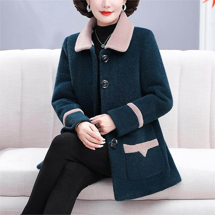 Women's Winter Lapel Solid Color Casual Velvet Jacket - Simple & Elegant - AIGC-DTG