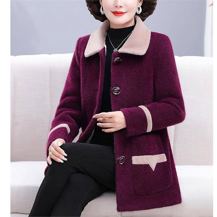 Women's Winter Lapel Solid Color Casual Velvet Jacket - Simple & Elegant - AIGC-DTG