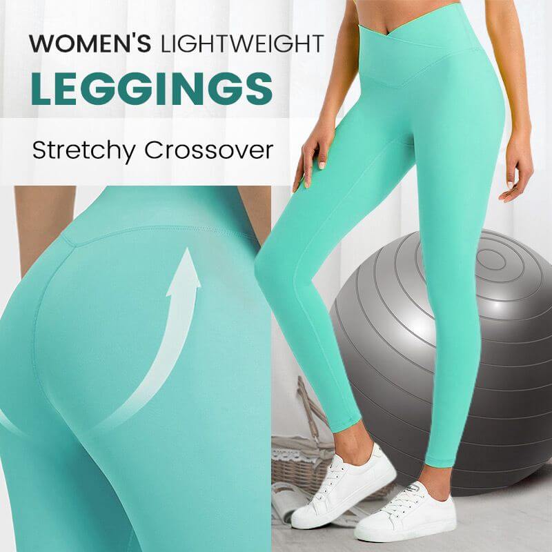 Women's Cross Waistband Sports Tights-Double Side Pockets Yoga Pants