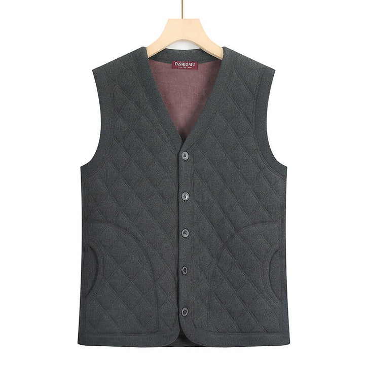 Men's Fleece-Lined Vest Soft Warm Vest with Pockets - AIGC-DTG