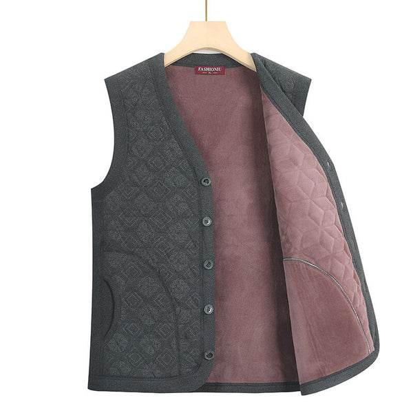 Men's Fleece-Lined Vest Soft Warm Vest with Pockets - AIGC-DTG