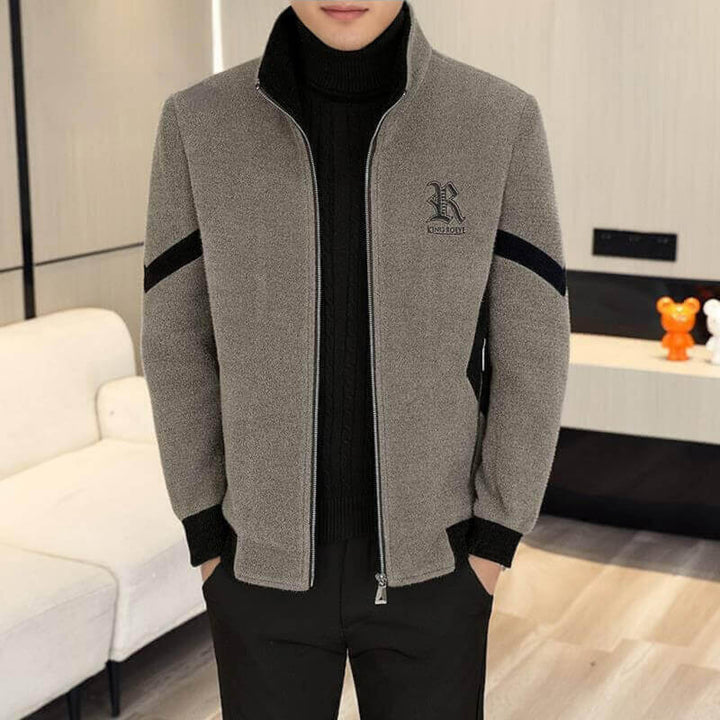 Stand Collar Fleece-lined Woolen Fashion Men's Coat - AIGC-DTG