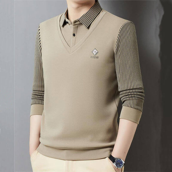 Men's Fleece-Lined Polo Shirt Warm and Stylish T-Shirt - AIGC-DTG