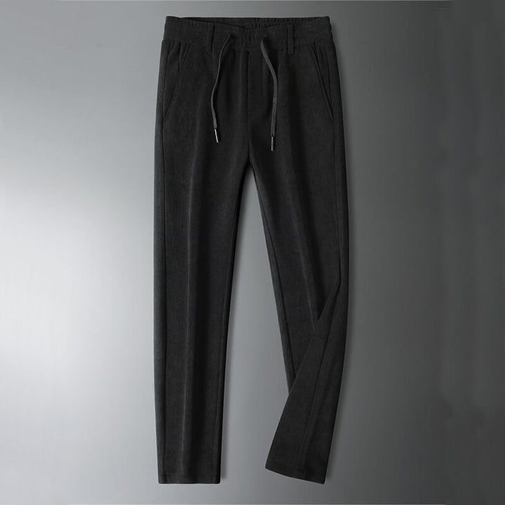 Men's Autumn/Winter Casual Loose Straight Plus Velvet Elastic Waist Trousers - AIGC-DTG