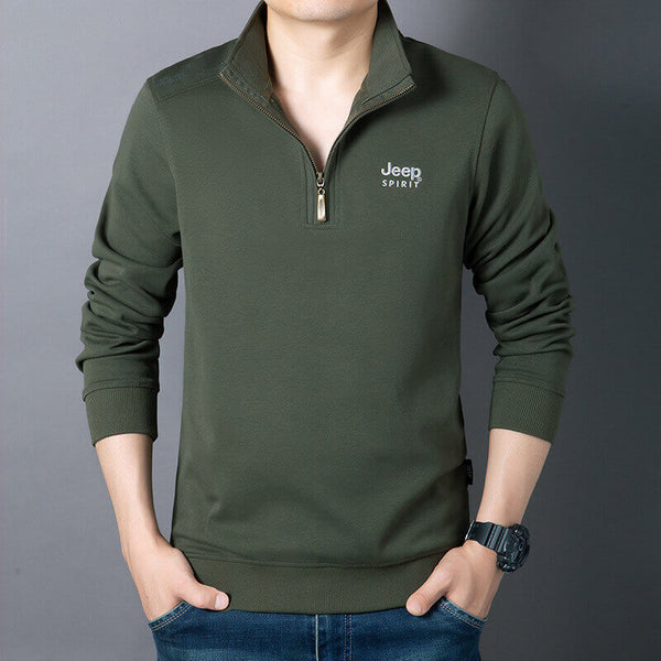 Men's Round Neck Loose Casual Embroidered Long-Sleeved T-shirt - AIGC-DTG