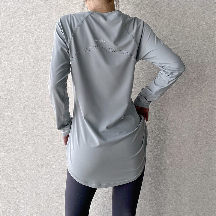 Ladies Breathable Yoga Long Sleeve Running Fitness T-shirt - AIGC-DTG