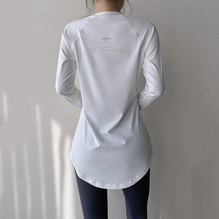 Ladies Breathable Yoga Long Sleeve Running Fitness T-shirt - AIGC-DTG