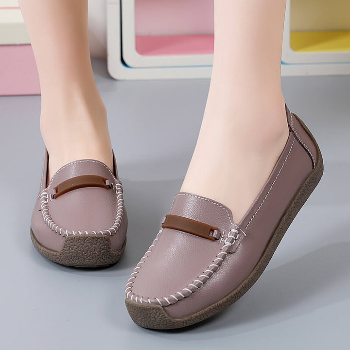 Ladies Soft-Soled Flat Cowhide Casual Shoes - AIGC-DTG