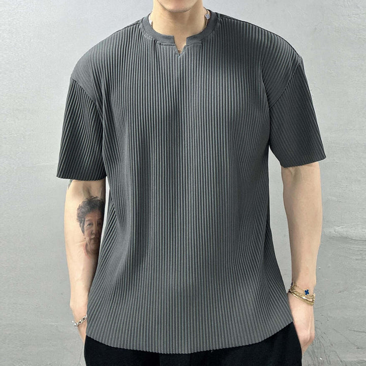 Men's V-Neck Solid Color Breathable Sports Short Sleeve T-Shirt - AIGC-DTG