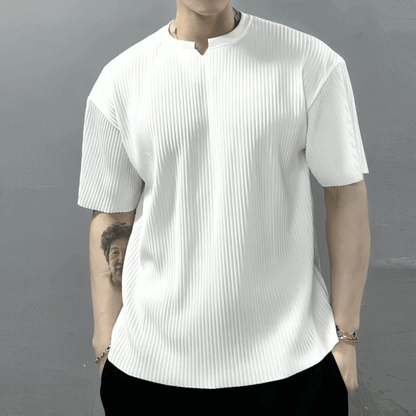 Men's V-Neck Solid Color Breathable Sports Short Sleeve T-Shirt - AIGC-DTG