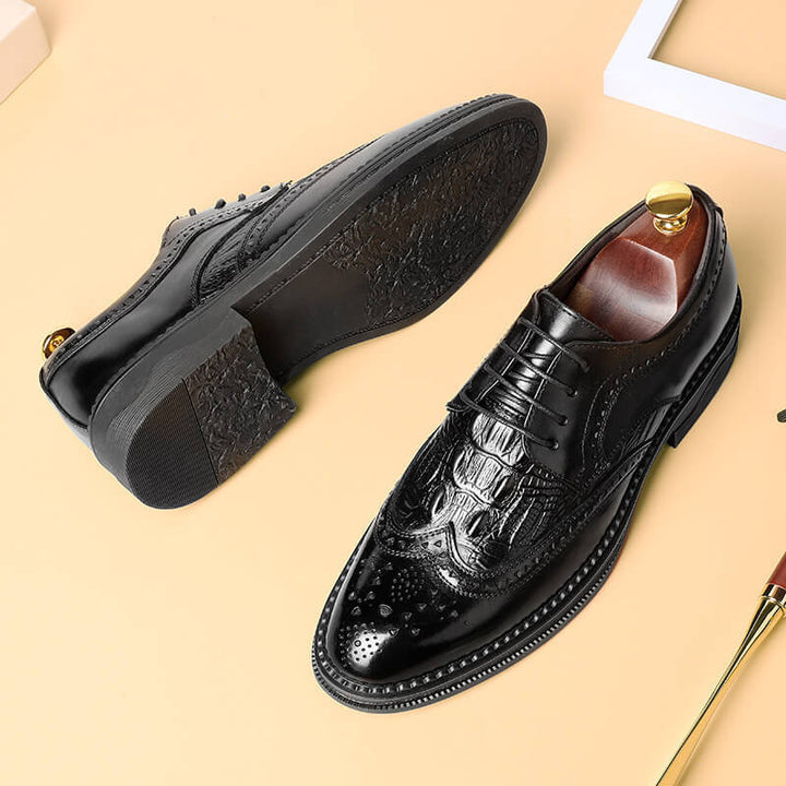 Men's Breathable Leather Brogue Carved Casual Fashion Shoes - AIGC-DTG