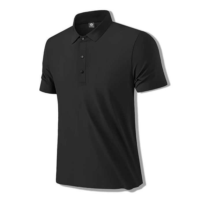 Men's Elastic Ice Silk Polo T-shirt Solid Color Business Casual Breathable - AIGC-DTG