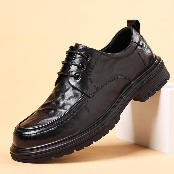 Men's Cowhide Leather Casual Thick-Sole Business Shoes - AIGC-DTG