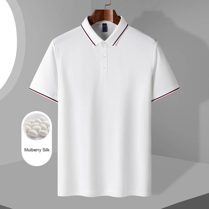 Men's Mulberry Silk Polo Shirts Summer Shirts Short Sleeve Polo Shirt - AIGC-DTG