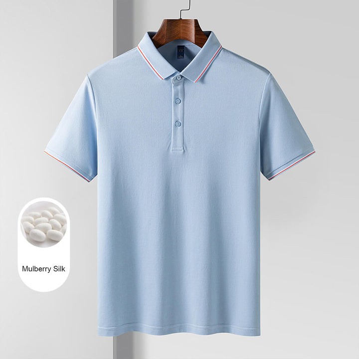 Men's Mulberry Silk Polo Shirts Summer Shirts Short Sleeve Polo Shirt - AIGC-DTG