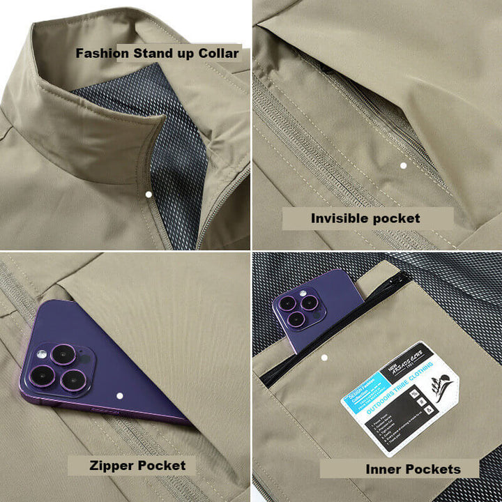 Men's Utility Vest Multi Pocket Vest Sleeveless Vest - AIGC-DTG