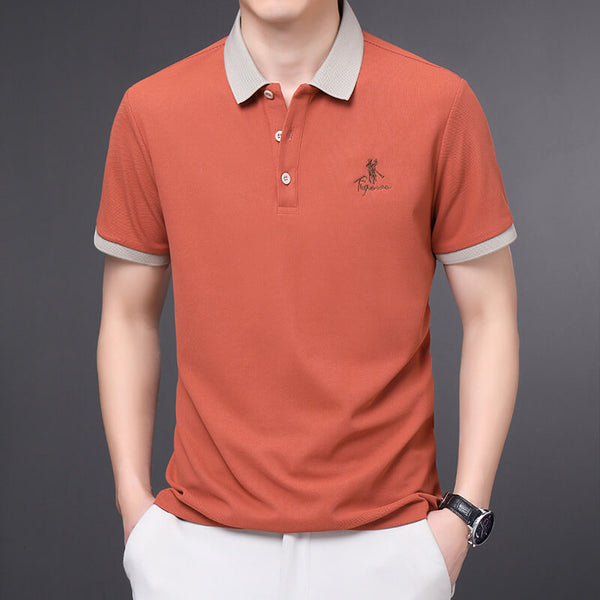 Men's Summer Embroidered Short Sleeve Polo T-Shirt
