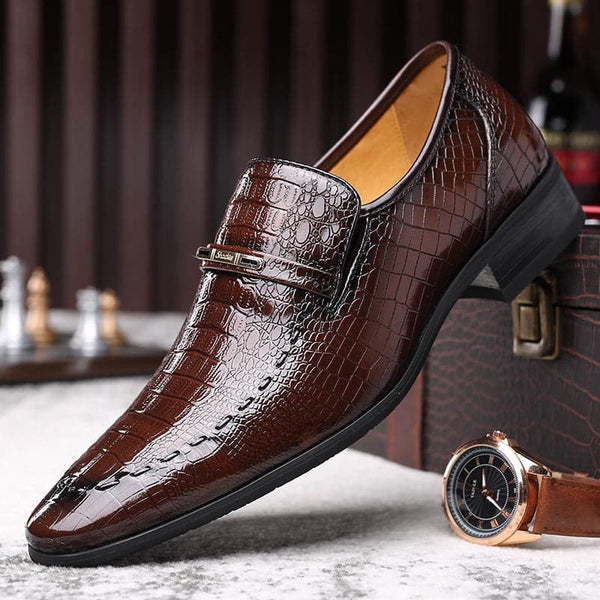 Men's Embossed Leather Shoes Low-Cut Casual Shoes Breathable