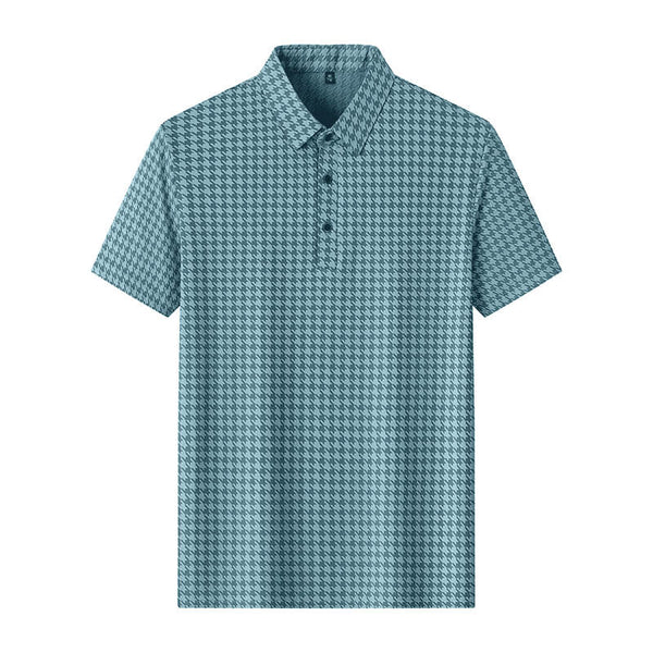 Men's Houndstooth Pattern Breathable Cool Polo Shirt