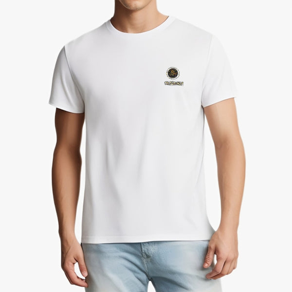 Men's Summer Short Sleeve T-Shirt Ice Silk Tee with Chest Pattern