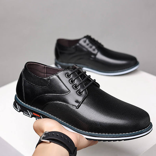 Men's Soft Leather Shoes Lace Up Business Casual Shoes
