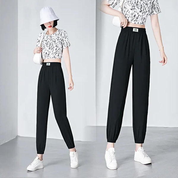 Summer Outdoor Thin Linen Plus Size Quick-Dry Ice Silk Harem Casual Pants Women's Trousers