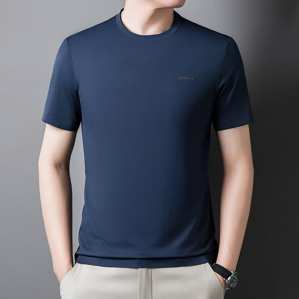 Men's Summer T-Shirt Mulberry Silk Round Neck Short Sleeve Tee