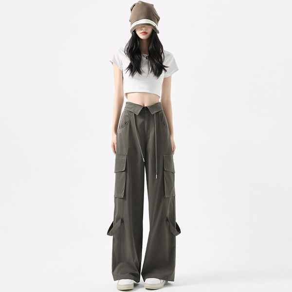 Summer Thin High-waisted Casual Hip-hop Dance Sport Straight Wide-leg Trousers