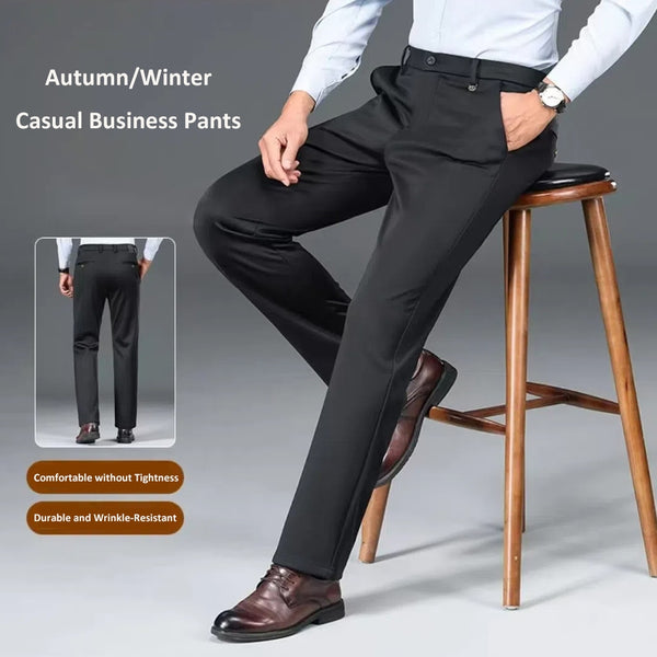 Men's Casual Business Pants - Straight-Leg Fall/Winter Trousers