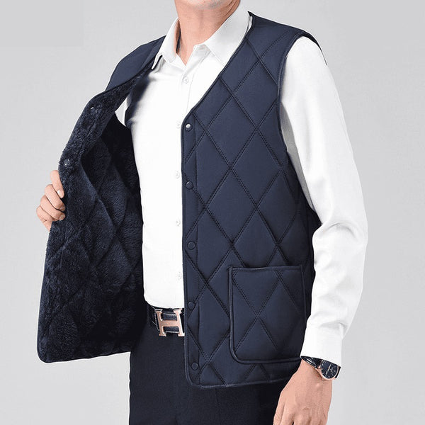 Men's Fleece-Lined Thickened Warm Vest, Insulated Winter Gilet