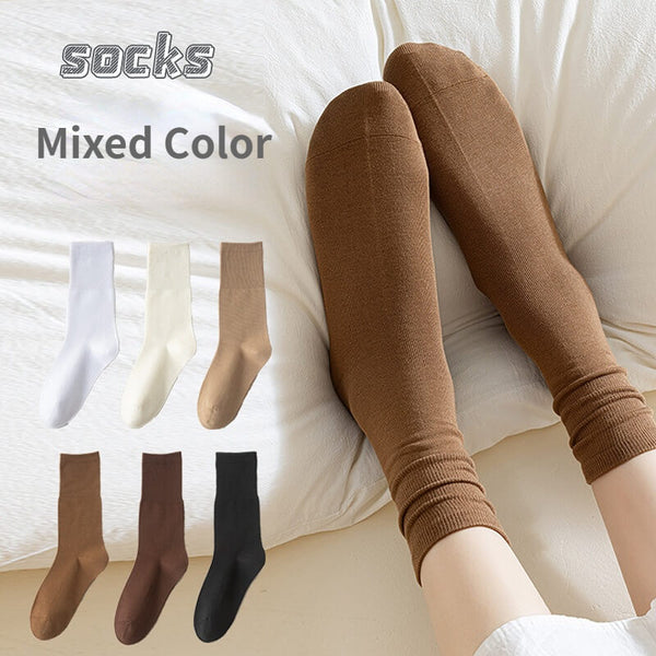 5 Pairs Autumn Solid Color INS Fashion Mid tube Socks - AIGC-DTG
