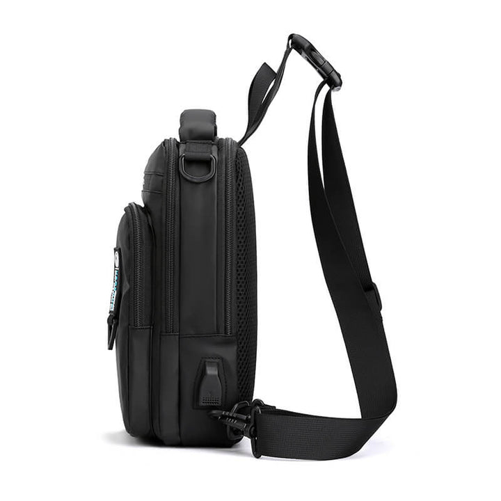 Men's USB Charging Chest Bag - Casual Shoulder Crossbody Bag - AIGC-DTG