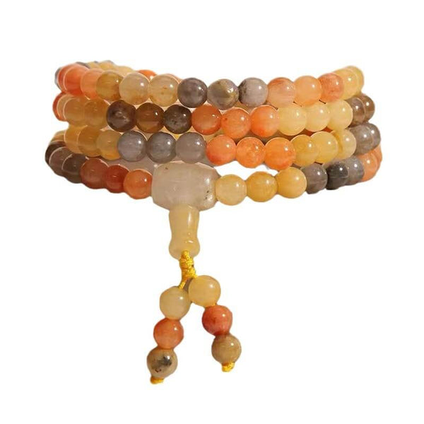 108 Mala Beads Prayer Natural Gold Thread Jade Lucky Bracelet - AIGC-DTG