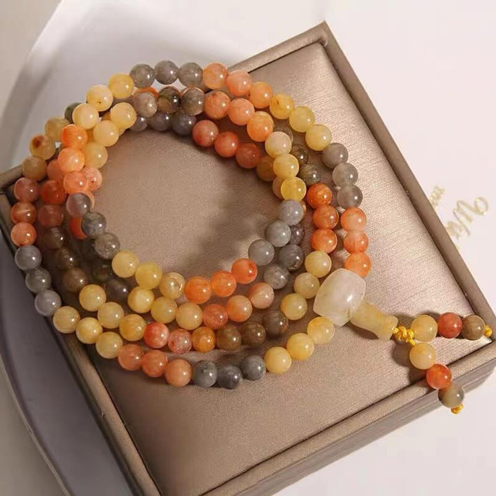 108 Mala Beads Prayer Natural Gold Thread Jade Lucky Bracelet - AIGC-DTG