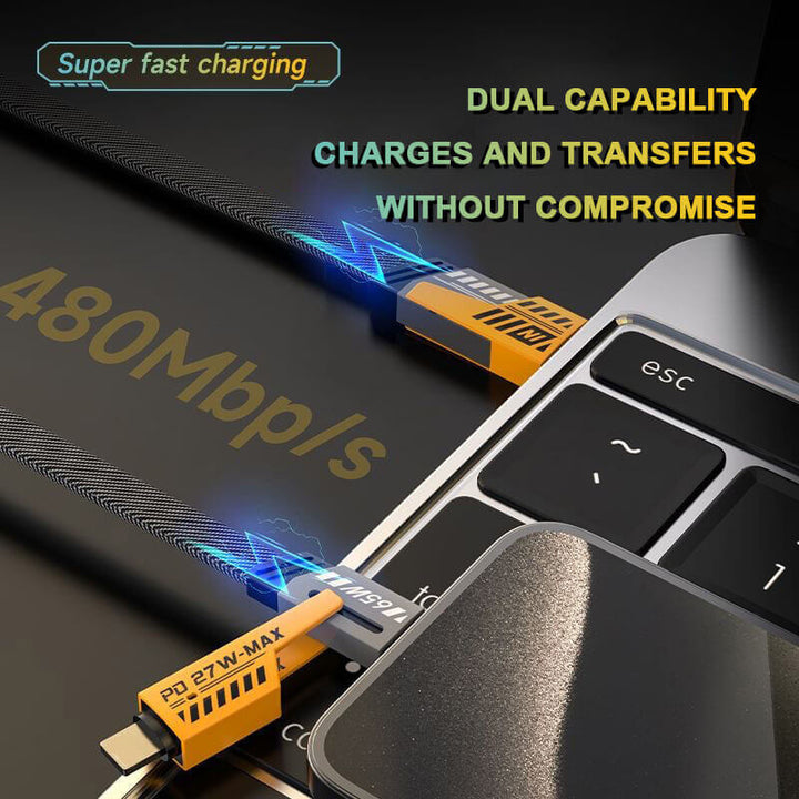 4-in-1 65W Fast Charging Dual USB-C Dual Data Cable - AIGC-DTG