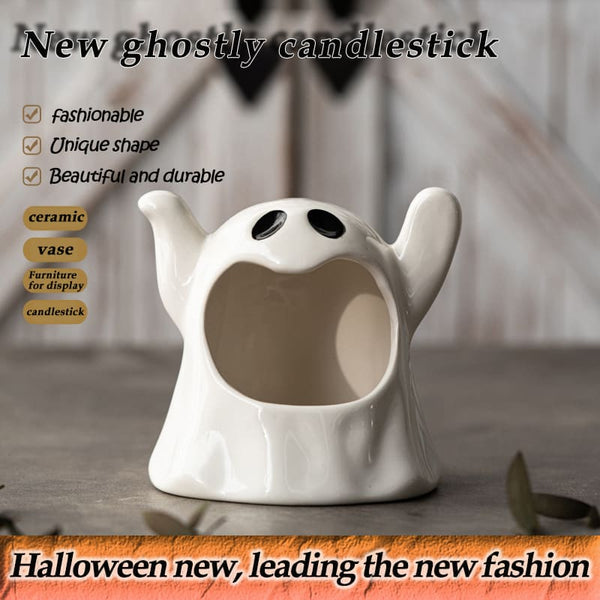 INS-Style Cute Ghost Ceramic Candlestick Decoration For Halloween Photoshoot